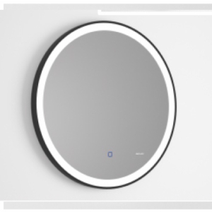 MIROIR ROND CADRE NOIR LED (éclairage avant / tactile / chauffant)